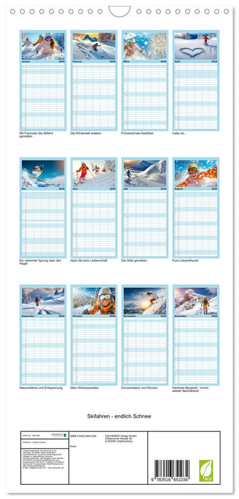Skifahren - endlich Schnee (CALVENDO Familienplaner 2026)