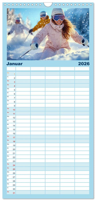 Skifahren - endlich Schnee (CALVENDO Familienplaner 2026)