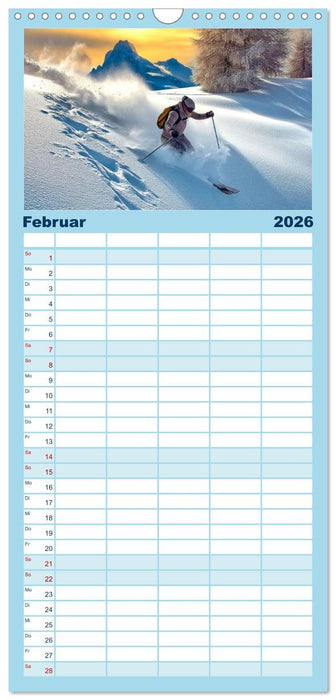 Skifahren - endlich Schnee (CALVENDO Familienplaner 2026)