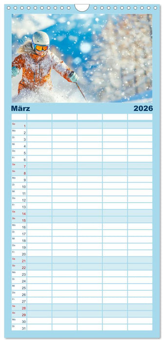 Skifahren - endlich Schnee (CALVENDO Familienplaner 2026)