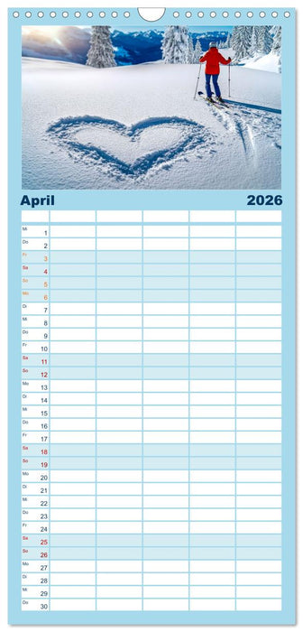 Skifahren - endlich Schnee (CALVENDO Familienplaner 2026)