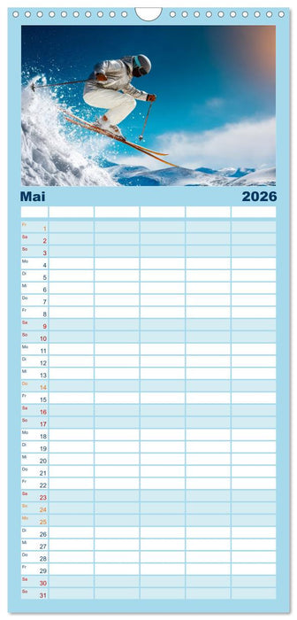Skifahren - endlich Schnee (CALVENDO Familienplaner 2026)