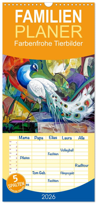 Farbenfrohe Tierbilder (CALVENDO Familienplaner 2026)