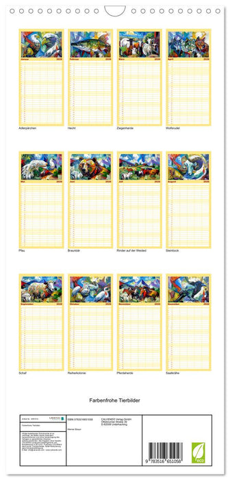 Farbenfrohe Tierbilder (CALVENDO Familienplaner 2026)