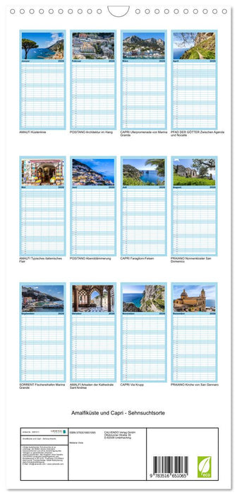 Amalfiküste und Capri - Sehnsuchtsorte (CALVENDO Familienplaner 2026)