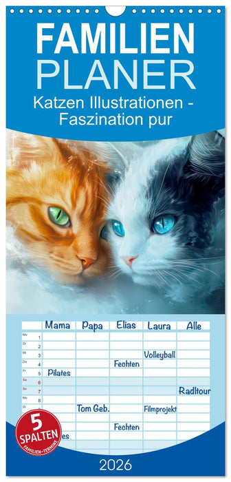 Katzen Illustrationen - Faszination pur (CALVENDO Familienplaner 2026)