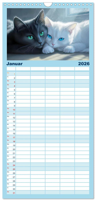 Katzen Illustrationen - Faszination pur (CALVENDO Familienplaner 2026)
