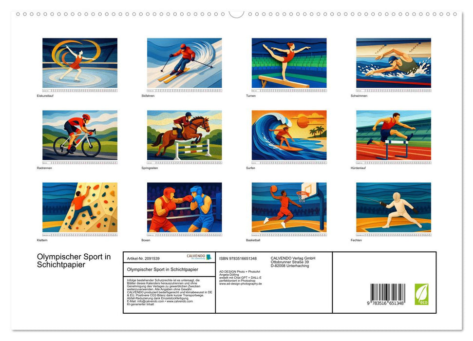 Olympischer Sport in Schichtpapier (CALVENDO Premium Wandkalender 2026)