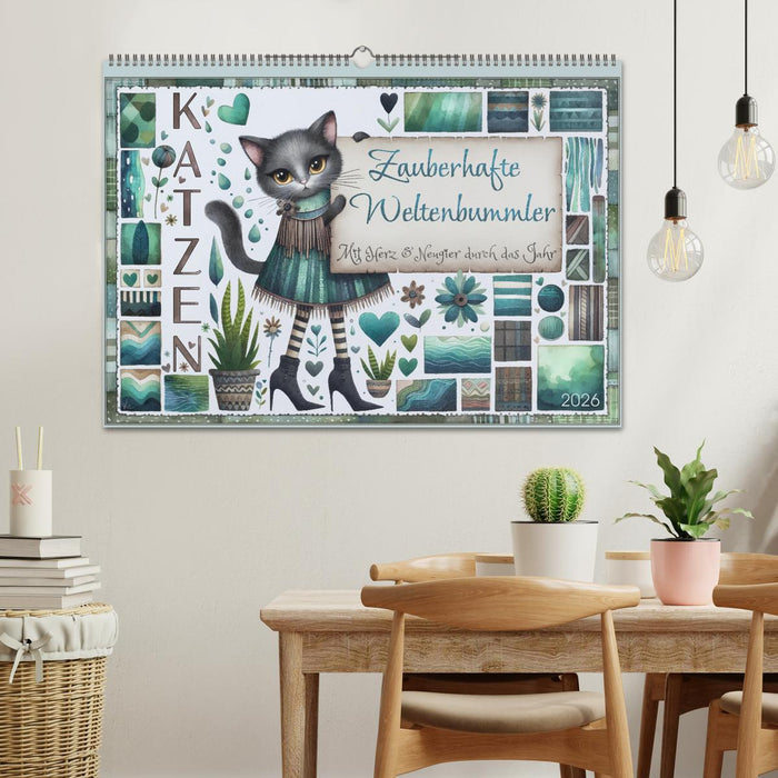 Katzen. Zauberhafte Weltenbummler. Mit Herz und Neugier durch das Jahr. (CALVENDO Wandkalender 2026)