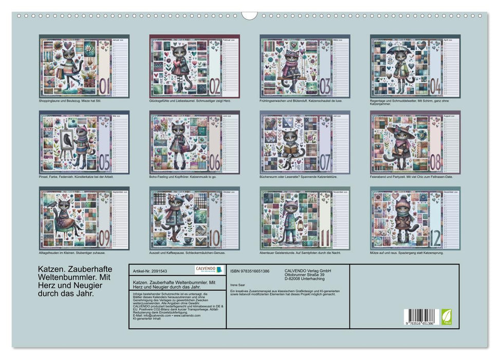 Katzen. Zauberhafte Weltenbummler. Mit Herz und Neugier durch das Jahr. (CALVENDO Wandkalender 2026)