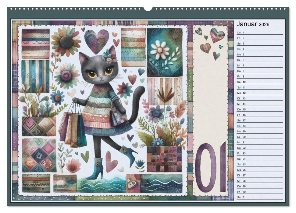 Katzen. Zauberhafte Weltenbummler. Mit Herz und Neugier durch das Jahr. (CALVENDO Wandkalender 2026)