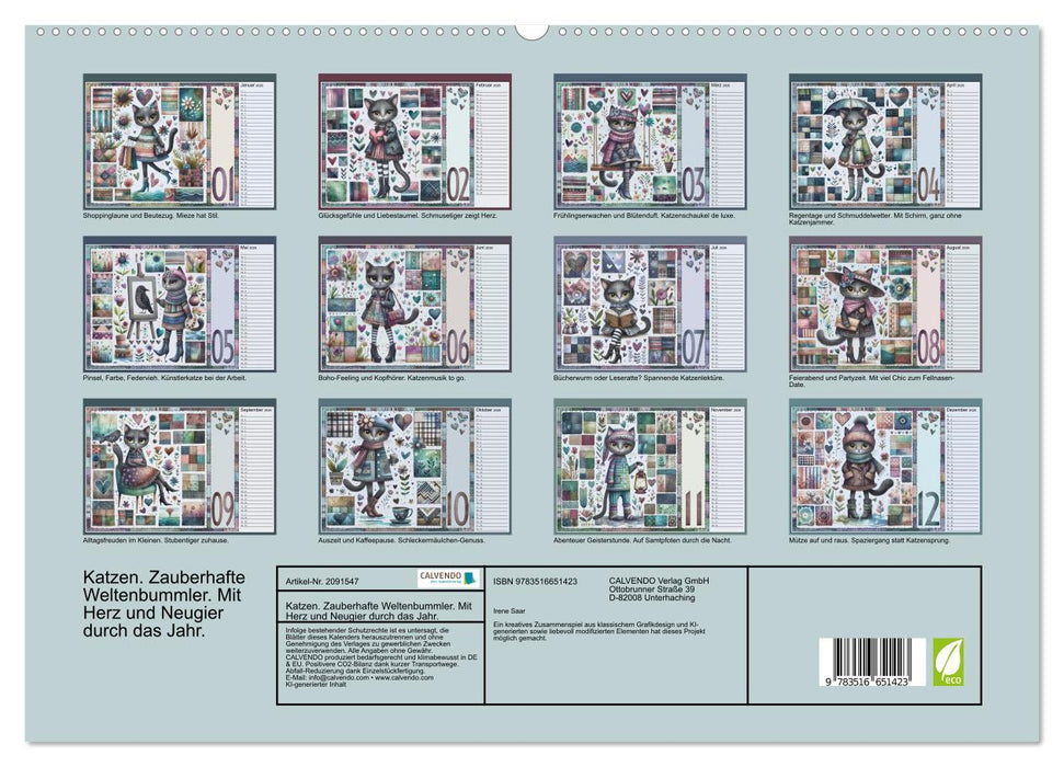 Katzen. Zauberhafte Weltenbummler. Mit Herz und Neugier durch das Jahr. (CALVENDO Premium Wandkalender 2026)