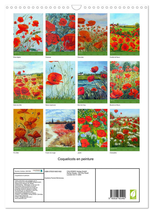 Coquelicots en peinture (CALVENDO Calendrier mensuel 2026)
