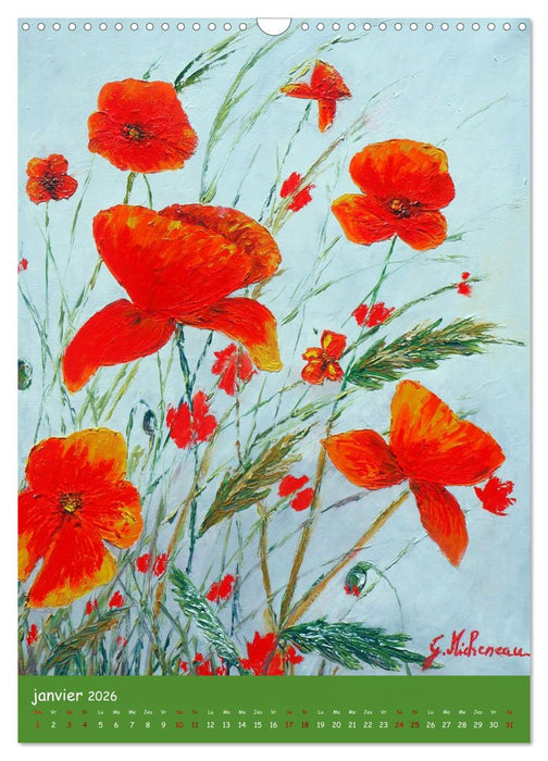 Coquelicots en peinture (CALVENDO Calendrier mensuel 2026)