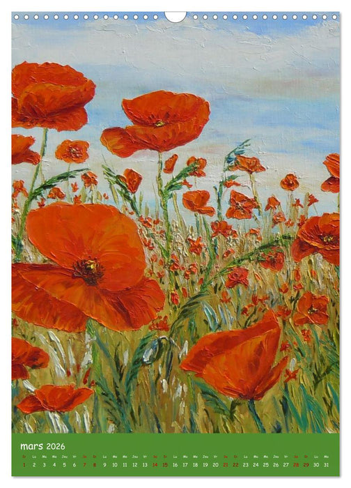 Coquelicots en peinture (CALVENDO Calendrier mensuel 2026)