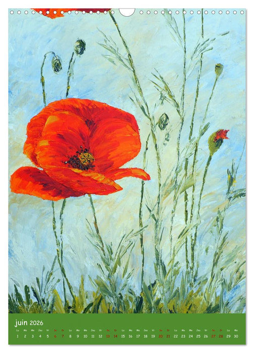 Coquelicots en peinture (CALVENDO Calendrier mensuel 2026)