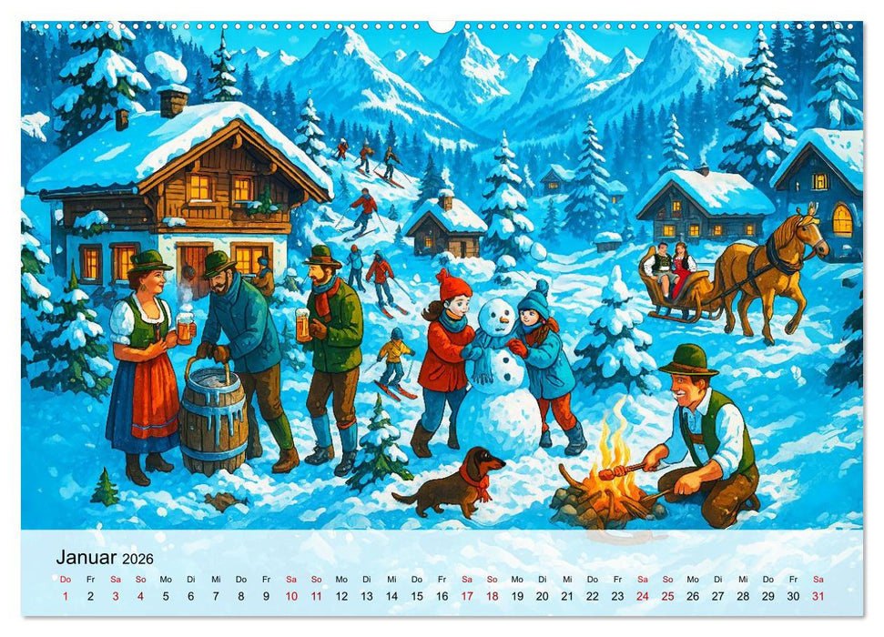 Bayrische Wimmelbilder - Wo Heimat lebendig wird (CALVENDO Wandkalender 2026)