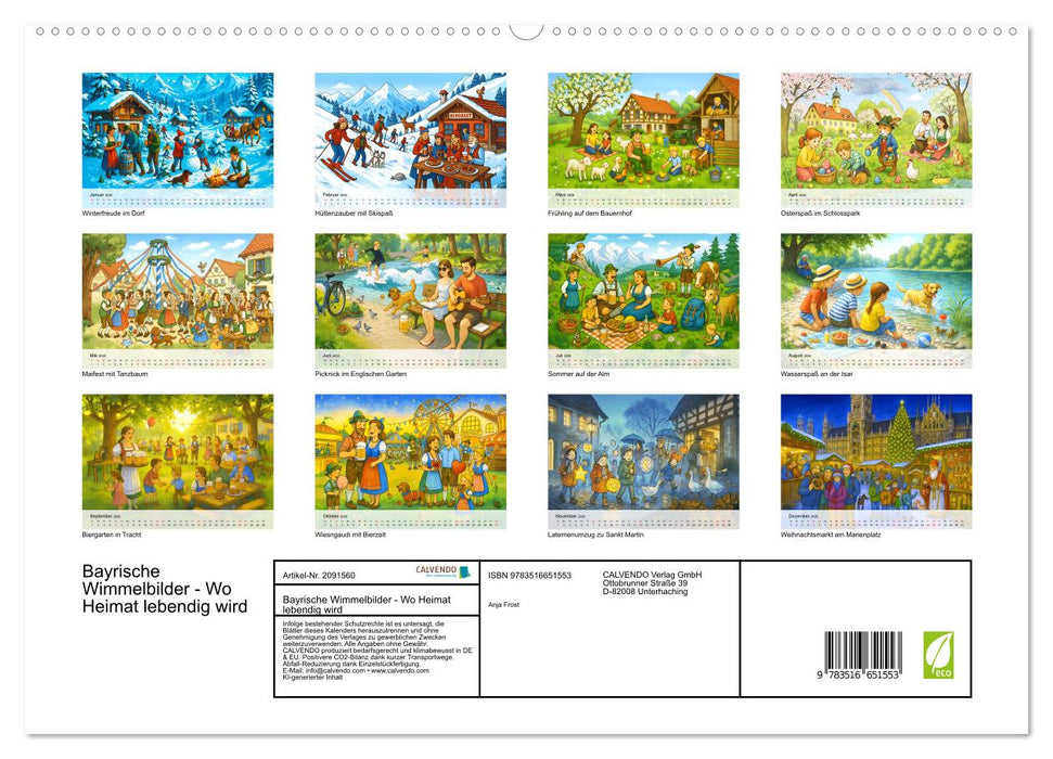 Bayrische Wimmelbilder - Wo Heimat lebendig wird (CALVENDO Premium Wandkalender 2026)