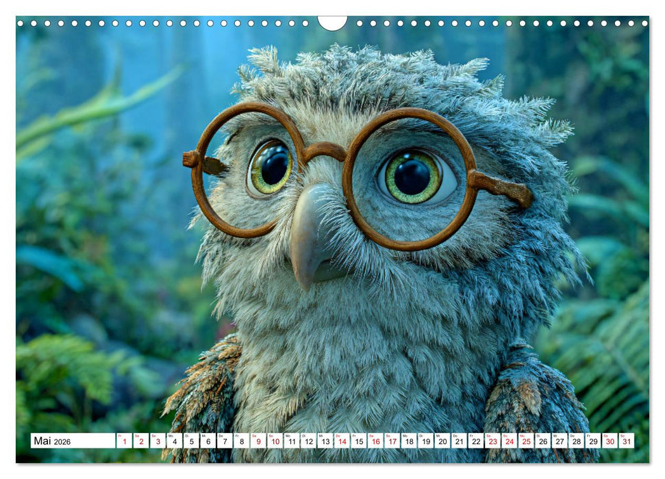Eulen im Einsatz - 365 Tage voller schräger Federführung (CALVENDO Wandkalender 2026)