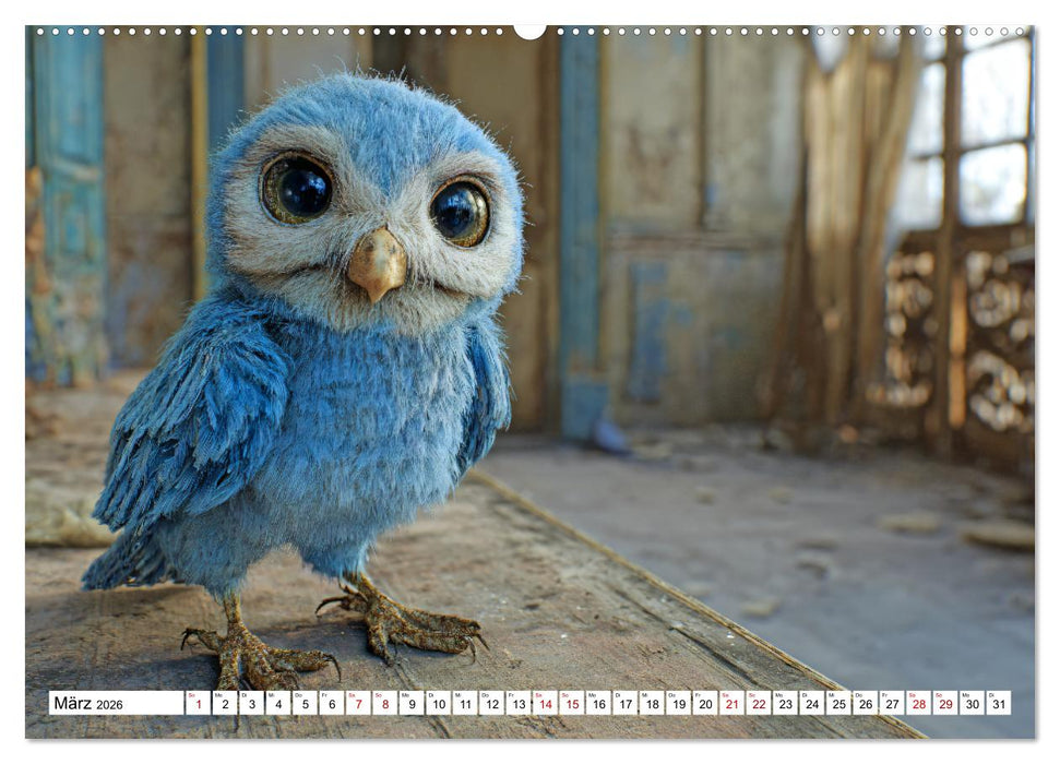 Eulen im Einsatz - 365 Tage voller schräger Federführung (CALVENDO Premium Wandkalender 2026)