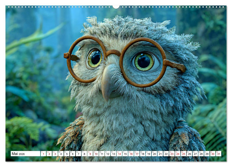 Eulen im Einsatz - 365 Tage voller schräger Federführung (CALVENDO Premium Wandkalender 2026)