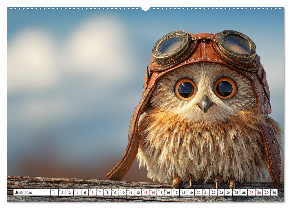 Eulen im Einsatz - 365 Tage voller schräger Federführung (CALVENDO Premium Wandkalender 2026)