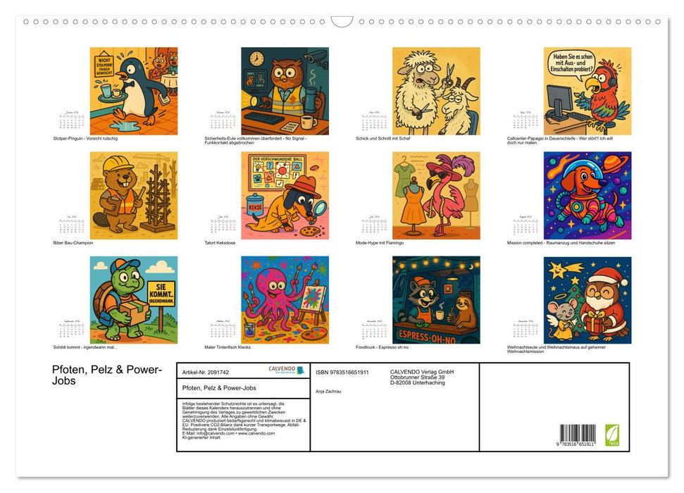 Pfoten, Pelz & Power-Jobs (CALVENDO Wandkalender 2026)