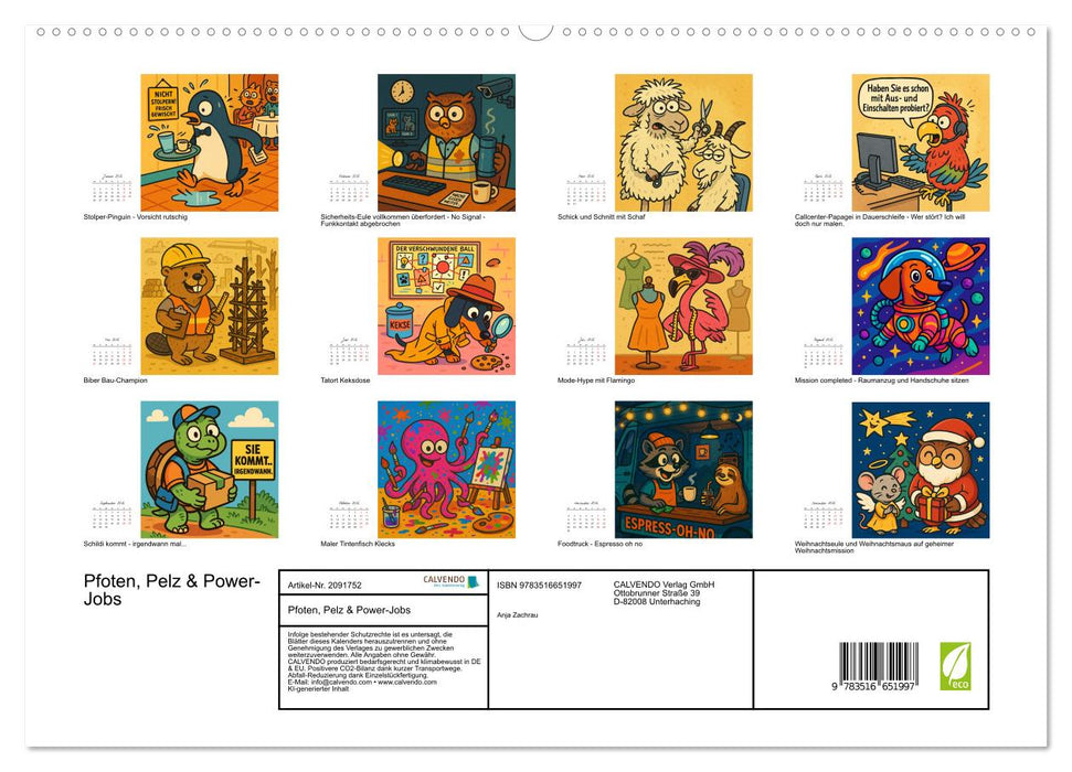 Pfoten, Pelz & Power-Jobs (CALVENDO Premium Wandkalender 2026)