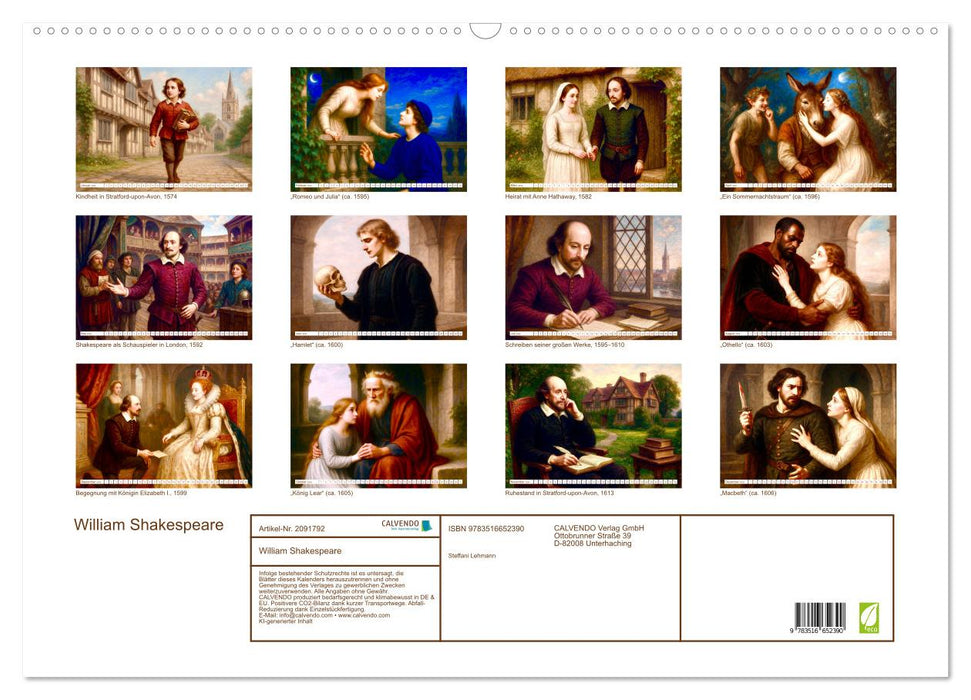 William Shakespeare (CALVENDO Wandkalender 2026)