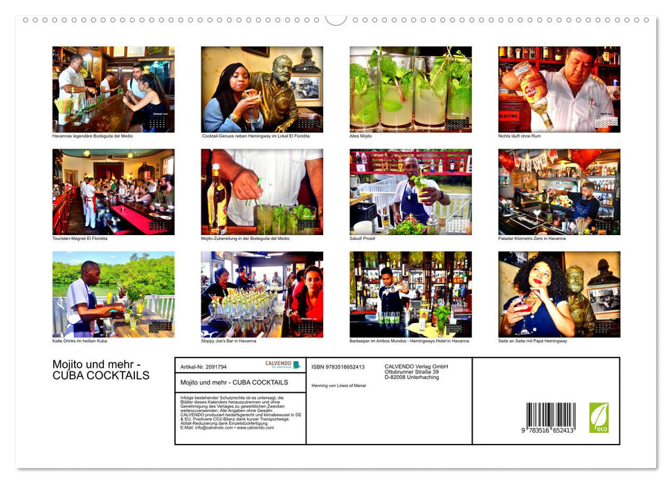 Mojito und mehr - CUBA COCKTAILS (CALVENDO Premium Wandkalender 2026)