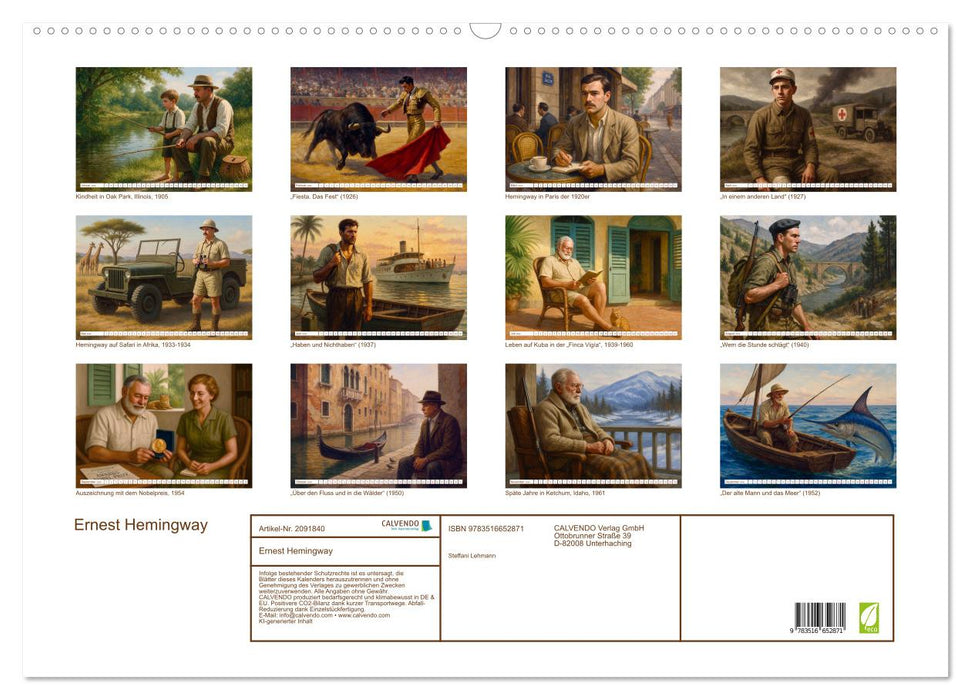 Ernest Hemingway (CALVENDO Wandkalender 2026)