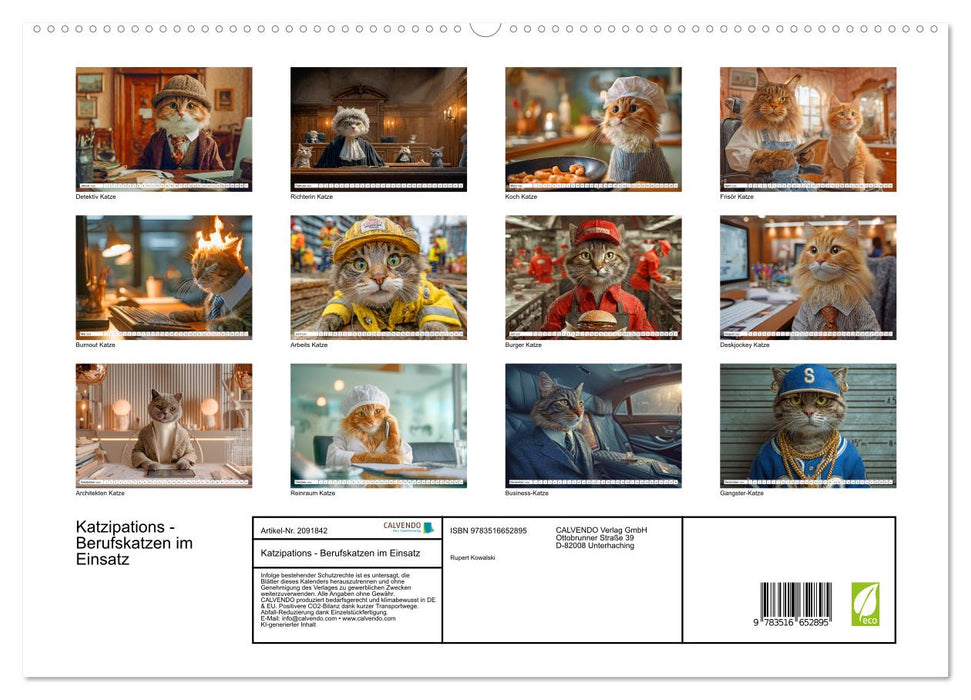 Katzipations - Berufskatzen im Einsatz (CALVENDO Premium Wandkalender 2026)
