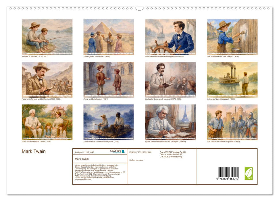 Mark Twain (CALVENDO Premium Wandkalender 2026)