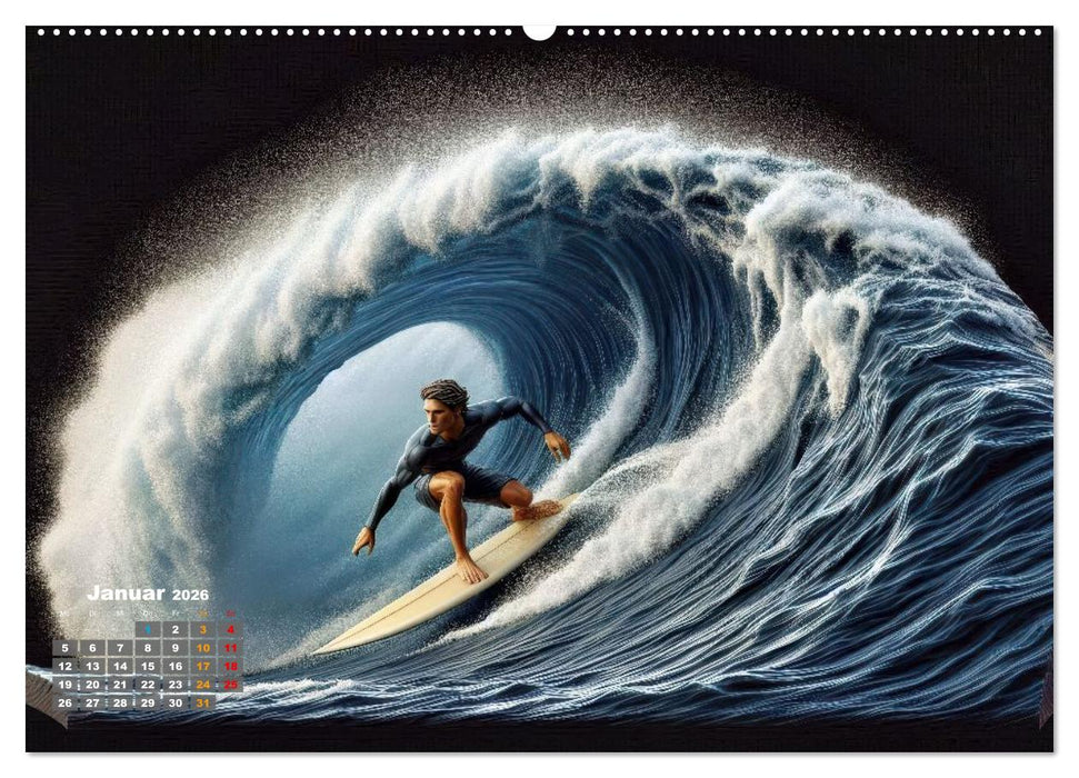 Big Wave Surfen (CALVENDO Premium Wandkalender 2026)