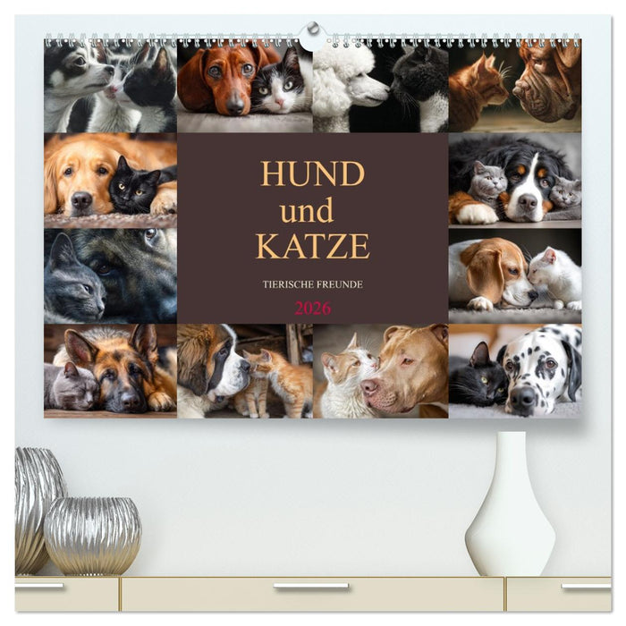 Hund und Katze - Tierische Freunde (CALVENDO Premium Wandkalender 2026)