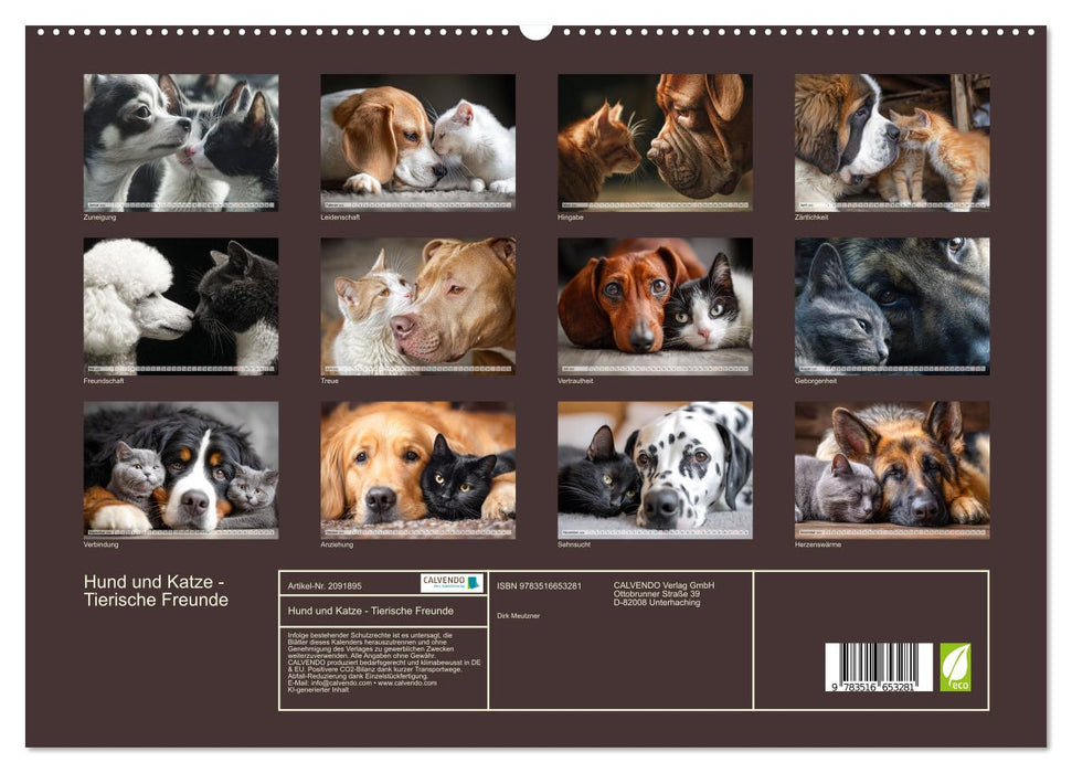 Hund und Katze - Tierische Freunde (CALVENDO Premium Wandkalender 2026)