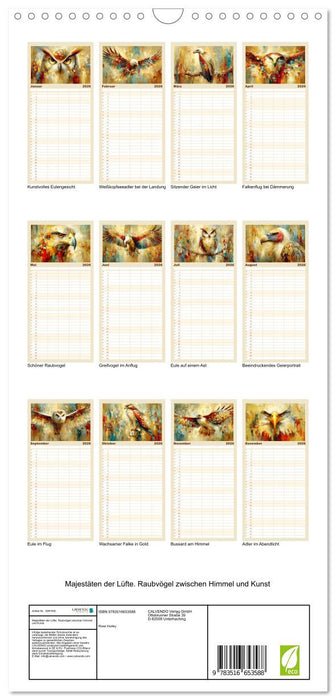 Majestäten der Lüfte. Raubvögel zwischen Himmel und Kunst (CALVENDO Familienplaner 2026)