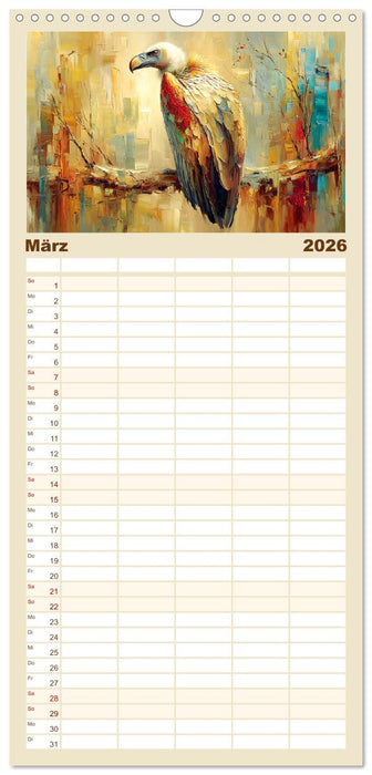 Majestäten der Lüfte. Raubvögel zwischen Himmel und Kunst (CALVENDO Familienplaner 2026)