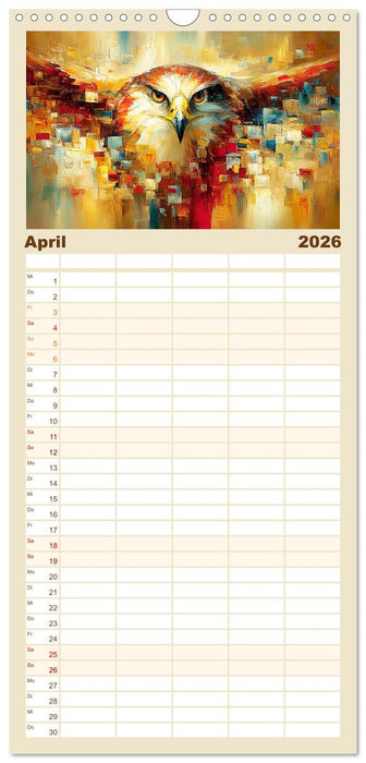 Majestäten der Lüfte. Raubvögel zwischen Himmel und Kunst (CALVENDO Familienplaner 2026)
