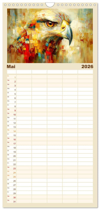 Majestäten der Lüfte. Raubvögel zwischen Himmel und Kunst (CALVENDO Familienplaner 2026)