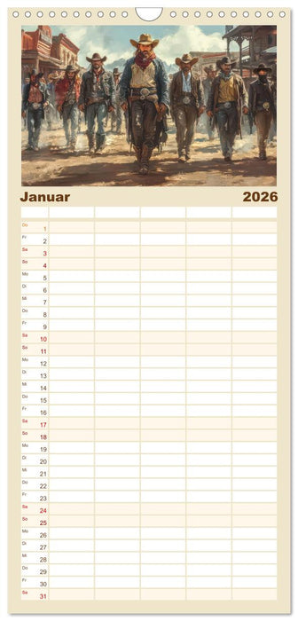 Wilder Westen - Cowboys in Aktion (CALVENDO Familienplaner 2026)