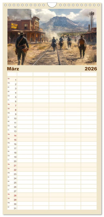 Wilder Westen - Cowboys in Aktion (CALVENDO Familienplaner 2026)