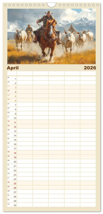 Wilder Westen - Cowboys in Aktion (CALVENDO Familienplaner 2026)
