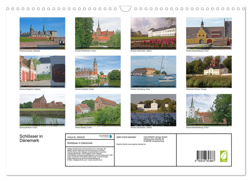 Schlösser in Dänemark (CALVENDO Wandkalender 2026)