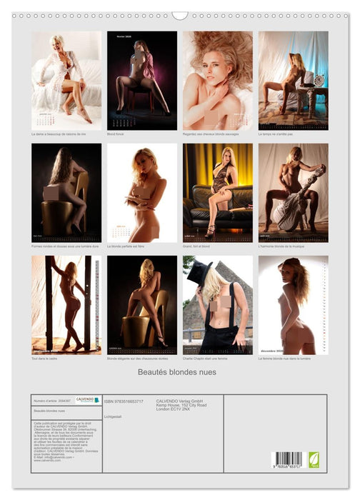 Beautés blondes nues (CALVENDO Calendrier mensuel 2026)