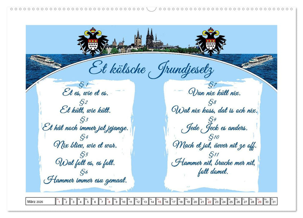 Kölscher Frohsinn auf Kölsch (CALVENDO Wandkalender 2026)