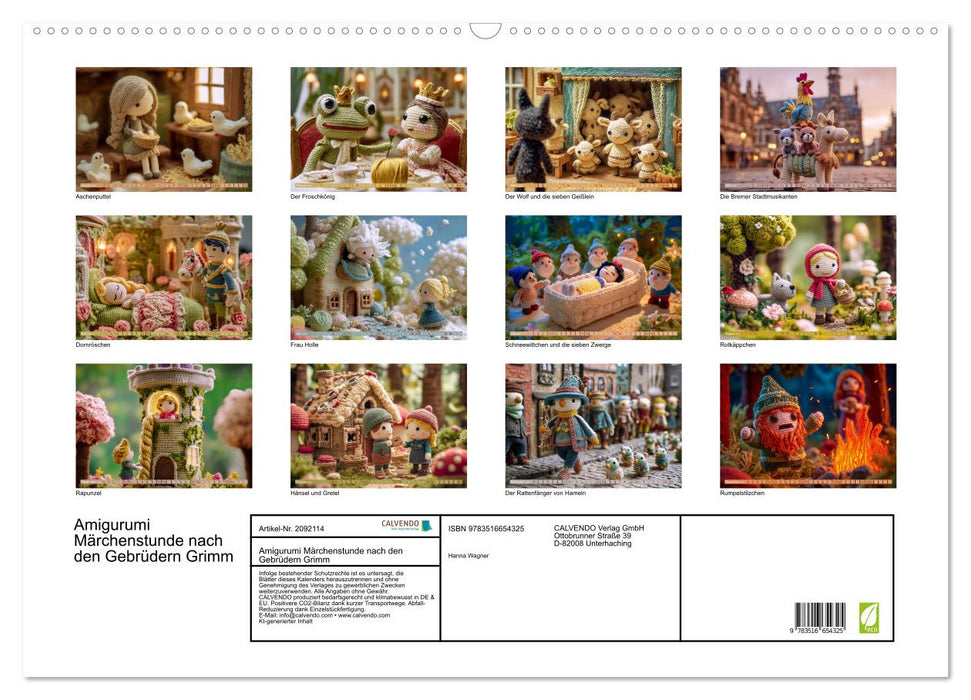 Amigurumi Märchenstunde nach den Gebrüdern Grimm (CALVENDO Wandkalender 2026)