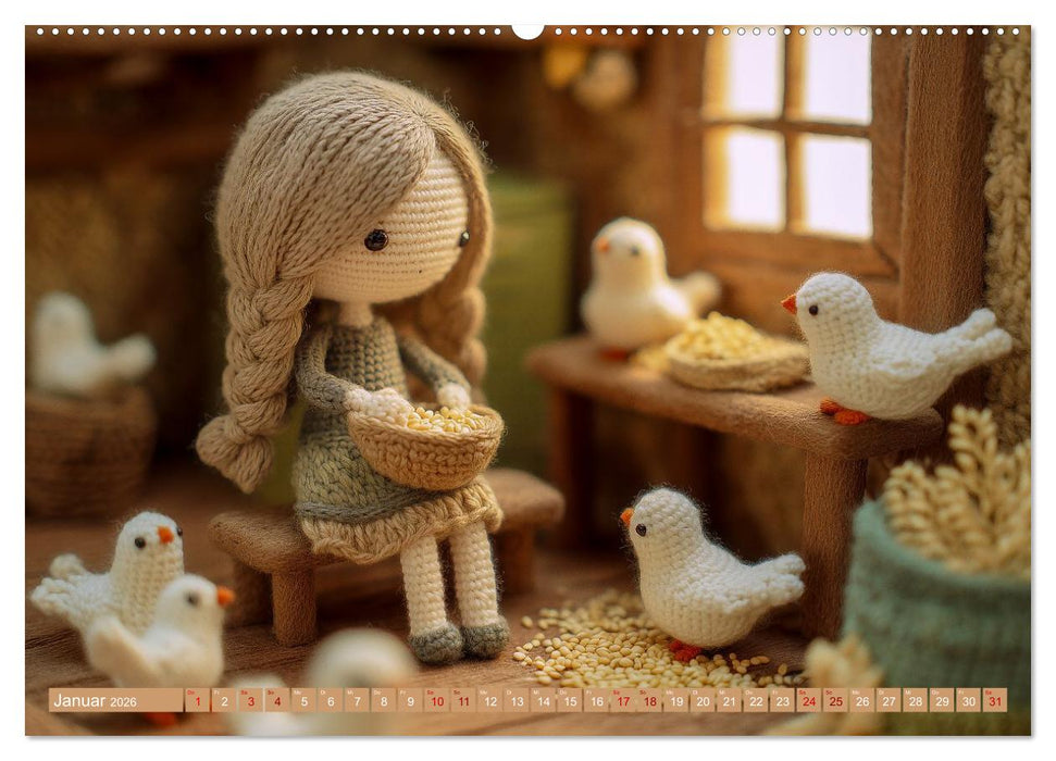 Amigurumi Märchenstunde nach den Gebrüdern Grimm (CALVENDO Wandkalender 2026)