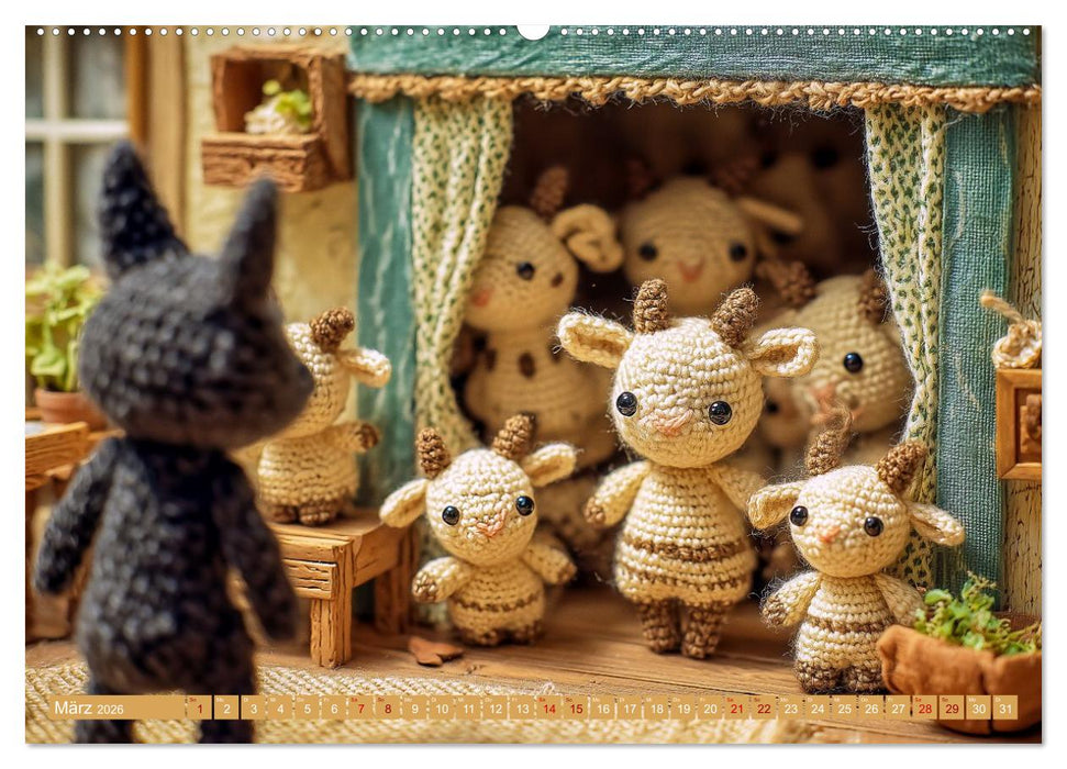 Amigurumi Märchenstunde nach den Gebrüdern Grimm (CALVENDO Wandkalender 2026)