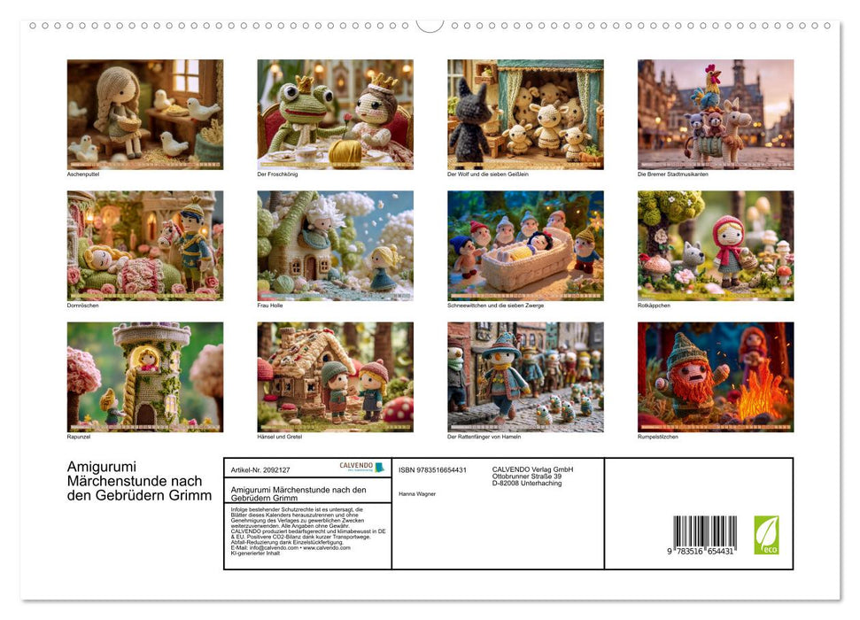 Amigurumi Märchenstunde nach den Gebrüdern Grimm (CALVENDO Premium Wandkalender 2026)